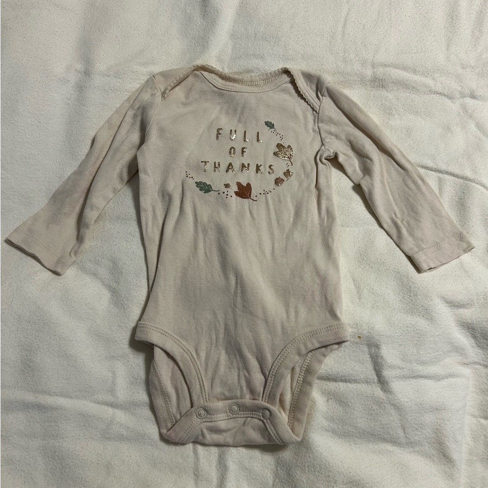 Carter's Beige Long Sleeve Bodysuit with Minimalist Graphic
